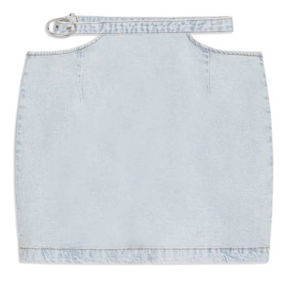 We wore what denim cut out skirt size small brand new with tags
